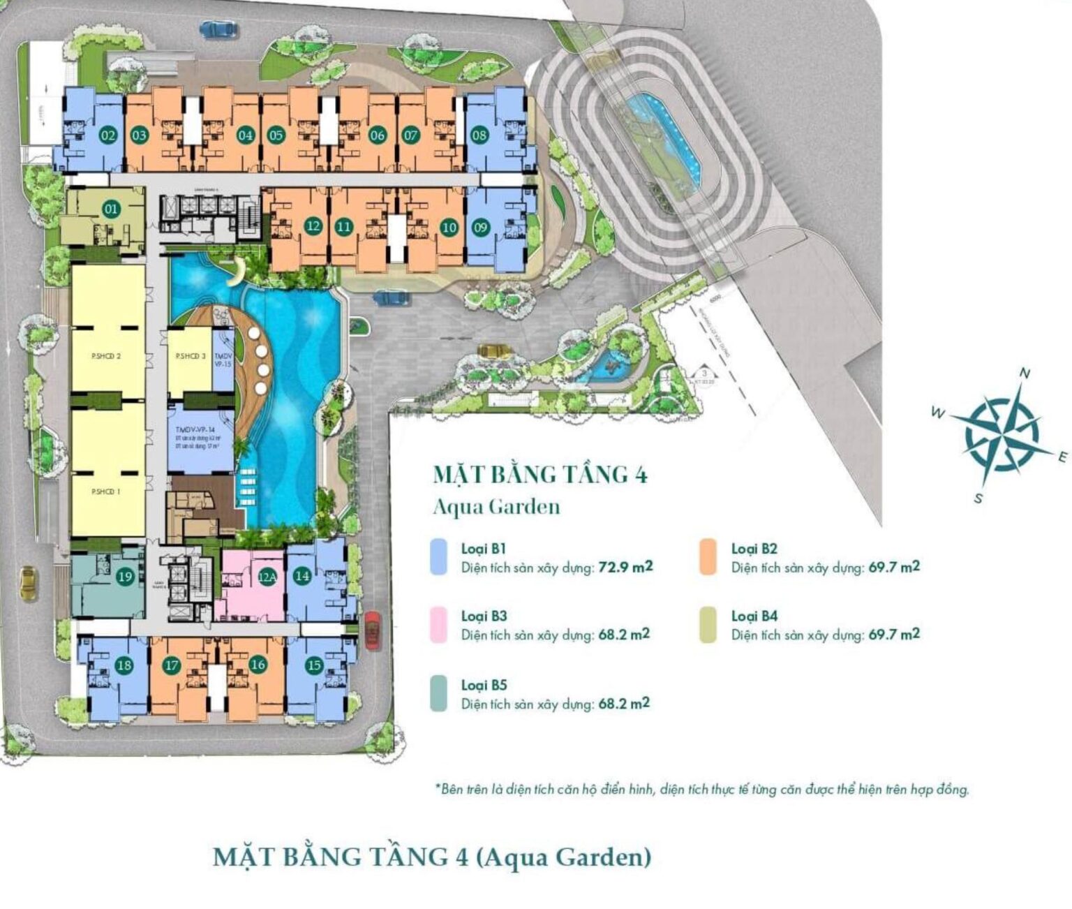 Mặt bằng Aqua Garden & PentStudio Tầng 4