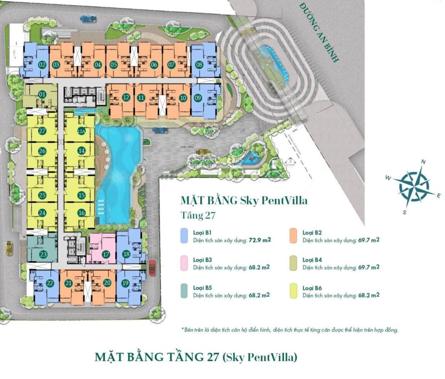 Mặt bằng Sky PentVilla Tầng 27